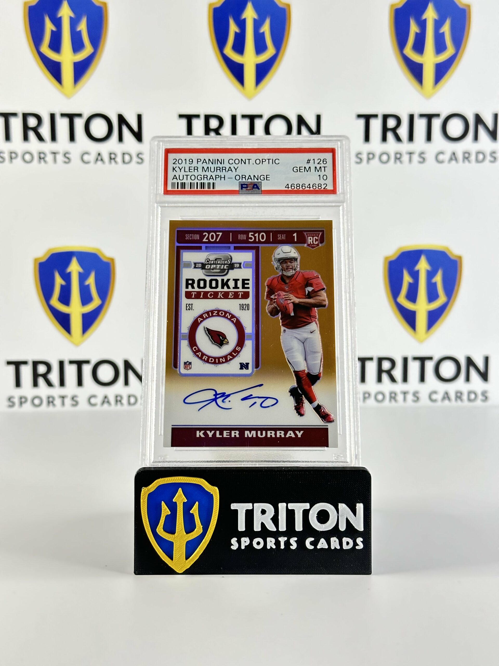 2019 Panini Contenders Optic Kyler Murray Orange Rookie Ticket Auto (46/50) GEM MT 10