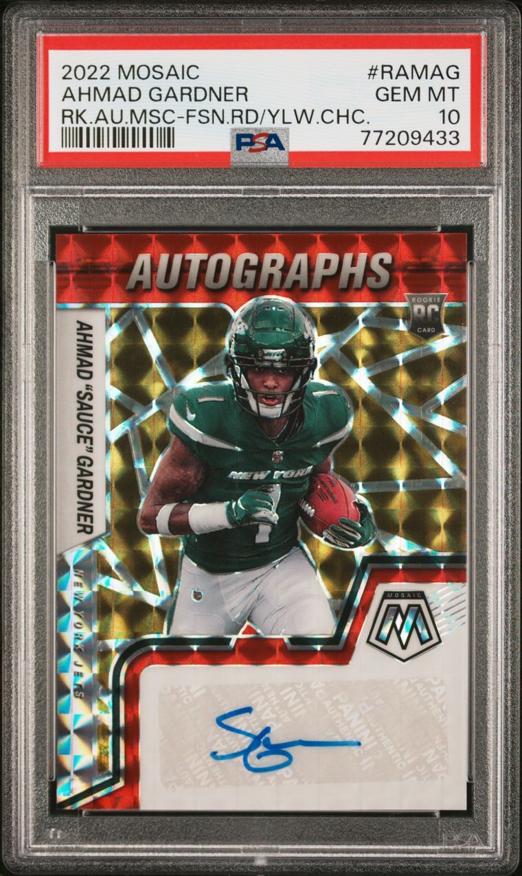 2022 Mosaic Choice Ahmad Gardner Red/Yellow Rookie Auto PSA 10